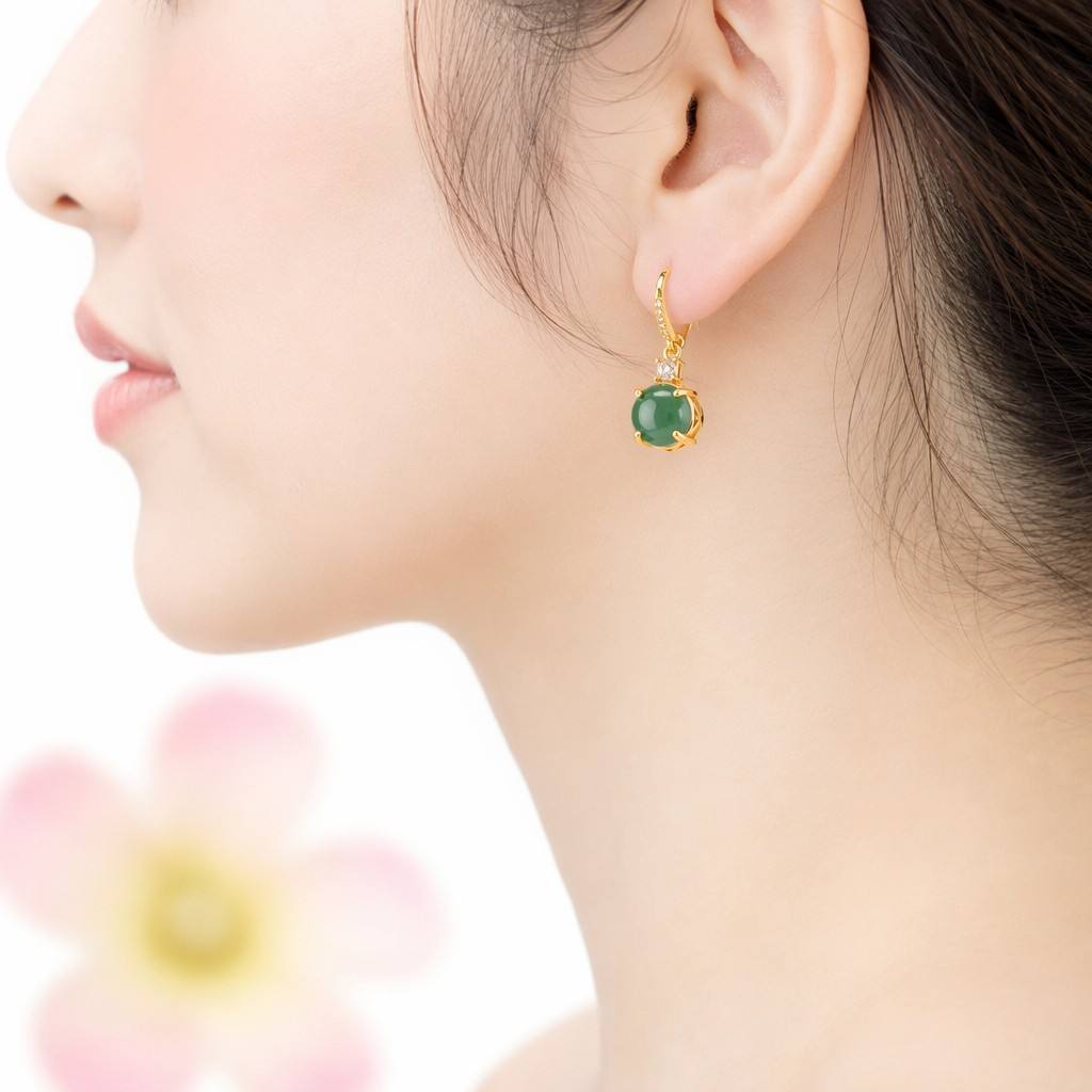 Blue-Water Jadeite Hook Earrings