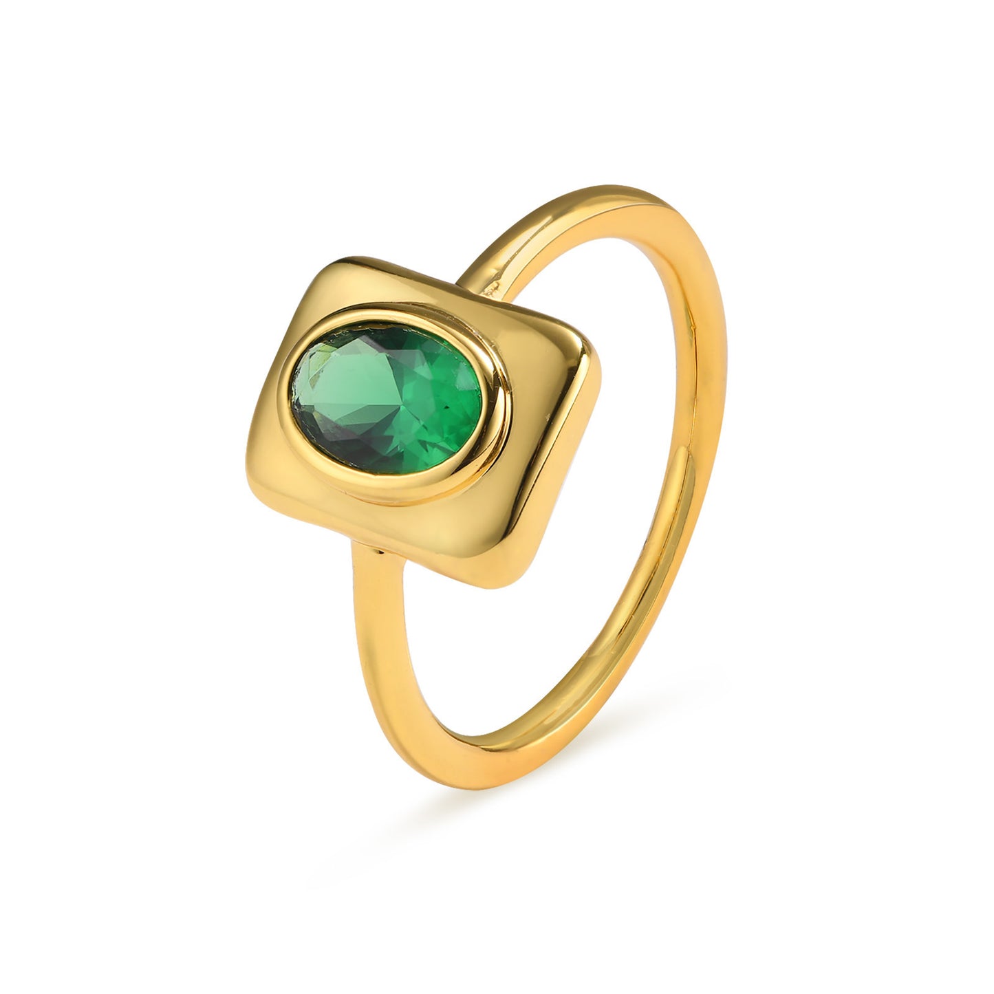 Copper Female Personality Niche Inlaid Green Zircon Ring