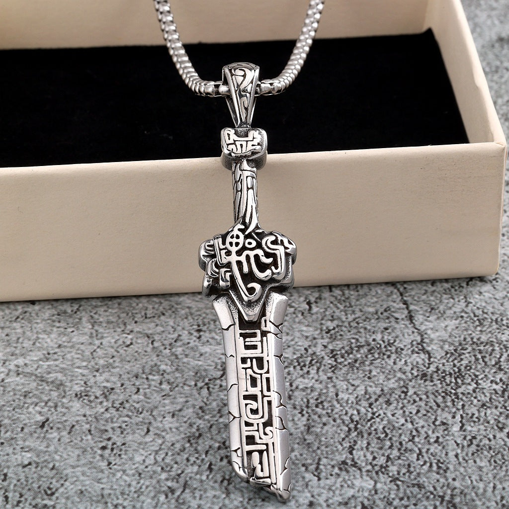 Vintage Dagger Stainless Steel Pendant Necklace