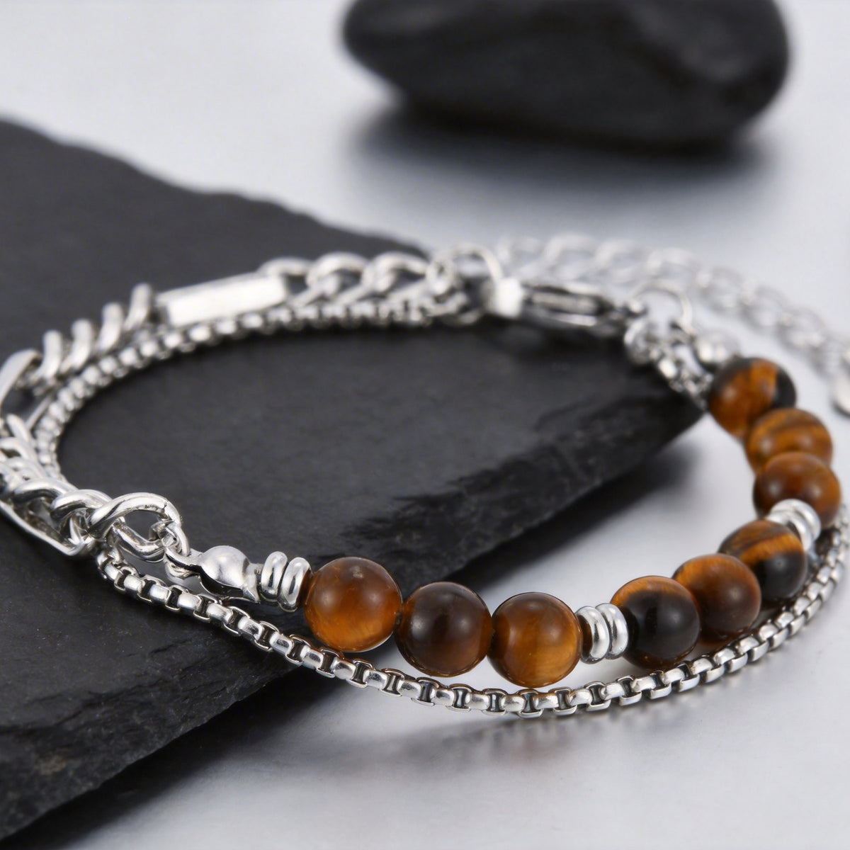 Tiger's Eye Stainless Steel Bracelet