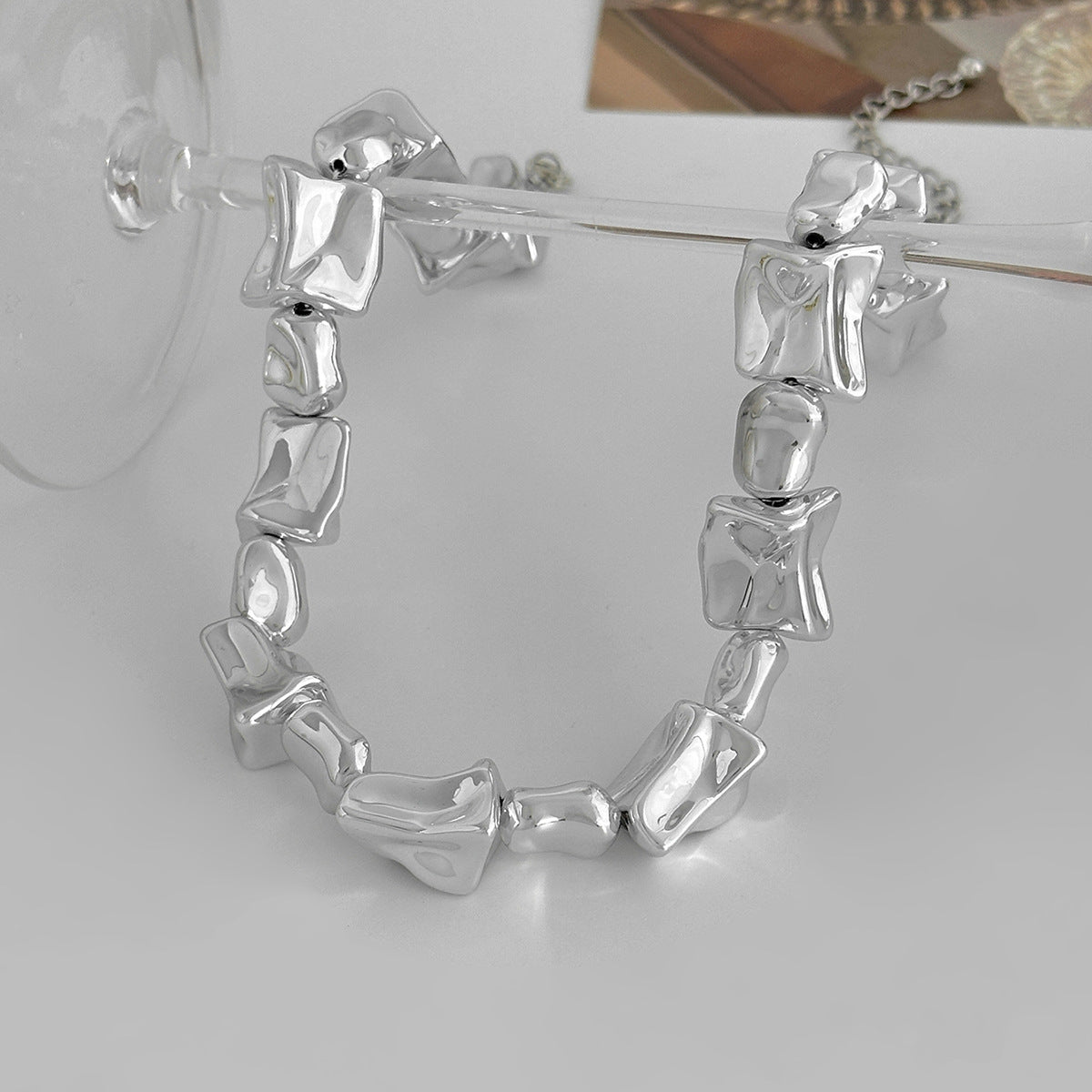 French Pleated Pearl-Style Necklace