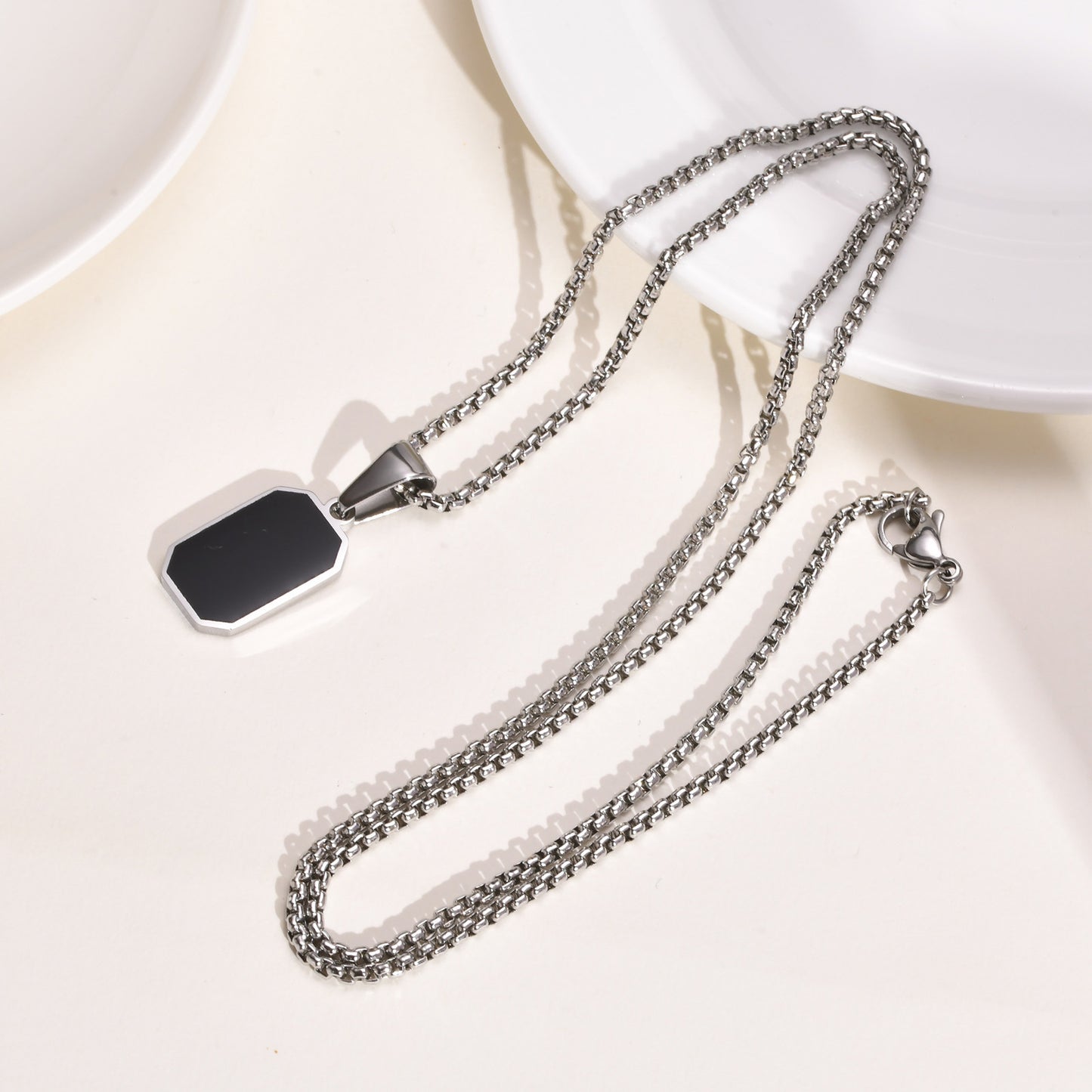 Titanium Steel Necklace Women's Epoxy Geometric Pendant Jewelry