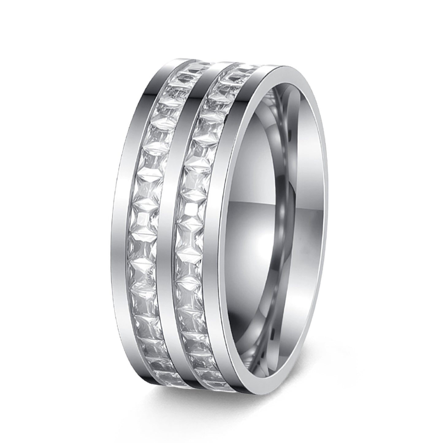 Planderful Everyday Genie Zircon Inlaid Gypsy Ring Stainless Steel Unisex Rose Gold Bold Statement