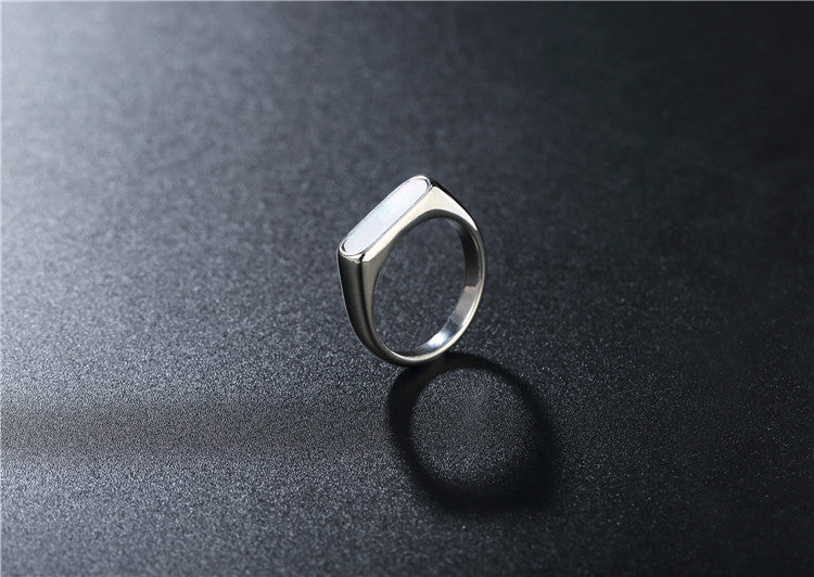 Geometric Shell Ring Titanium Steel Durable For Women Unisex Trend Planderful Everyday Genie Jewelry