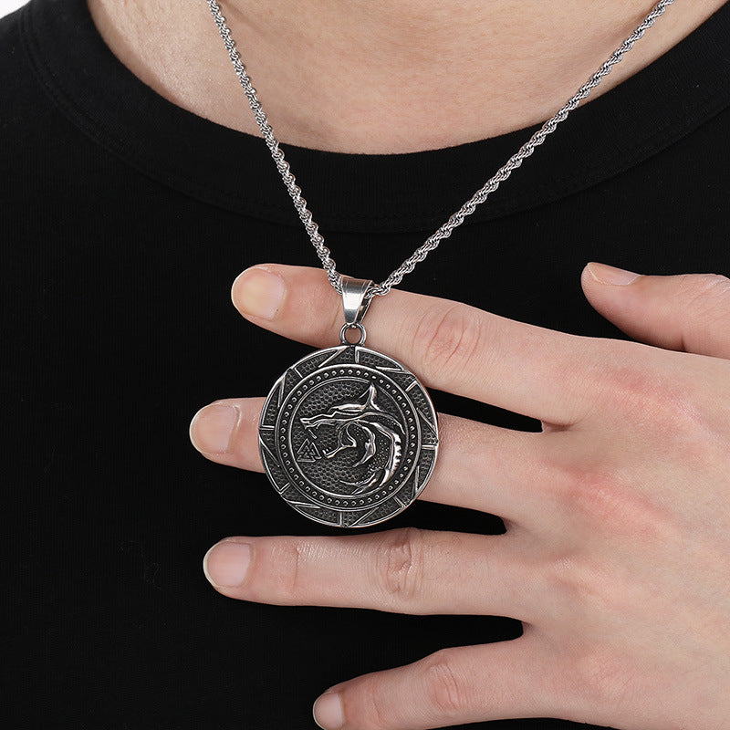 Planderful Double Sided Viking Wolf Pendant Men Personalize