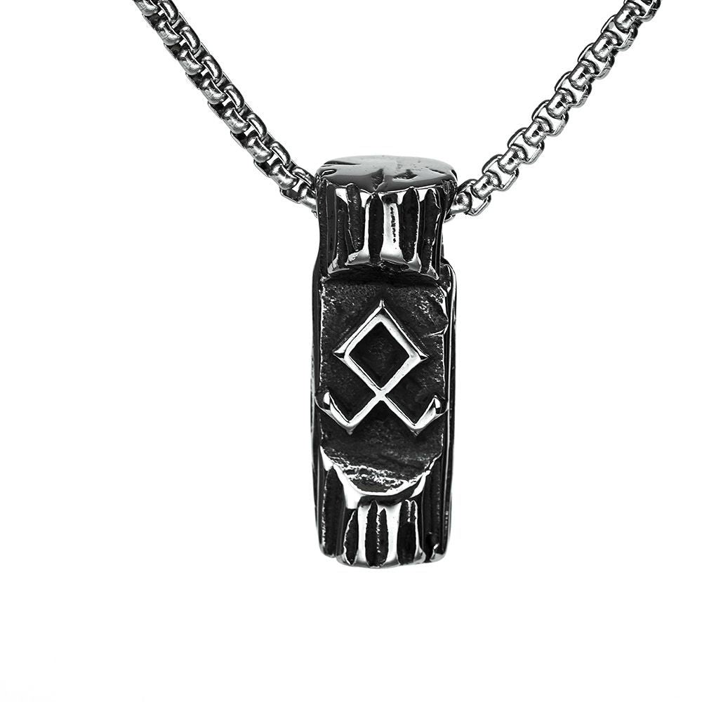 European And American Jewelry Wholesale Titanium Steel Necklace Viking Rune Pendant For Men