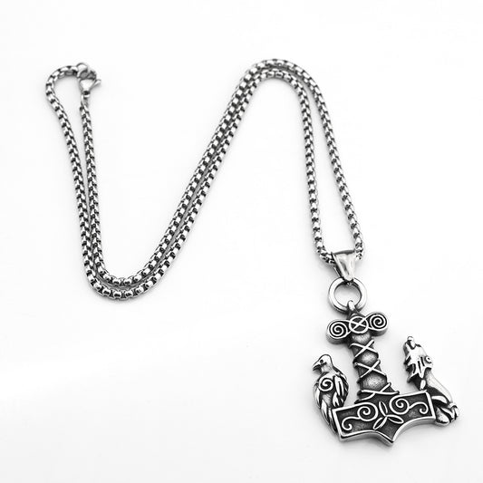 Viking Wolf Stainless Steel Men's Pendant Necklace