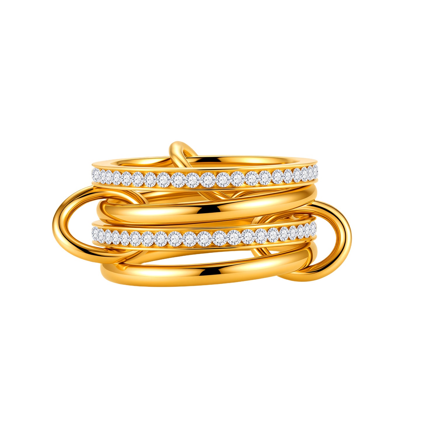 Planderful Two Tone Stainless Steel Zircon Ring Stack Unisex Personalized Jewelry Everyday Genie Protection Statement