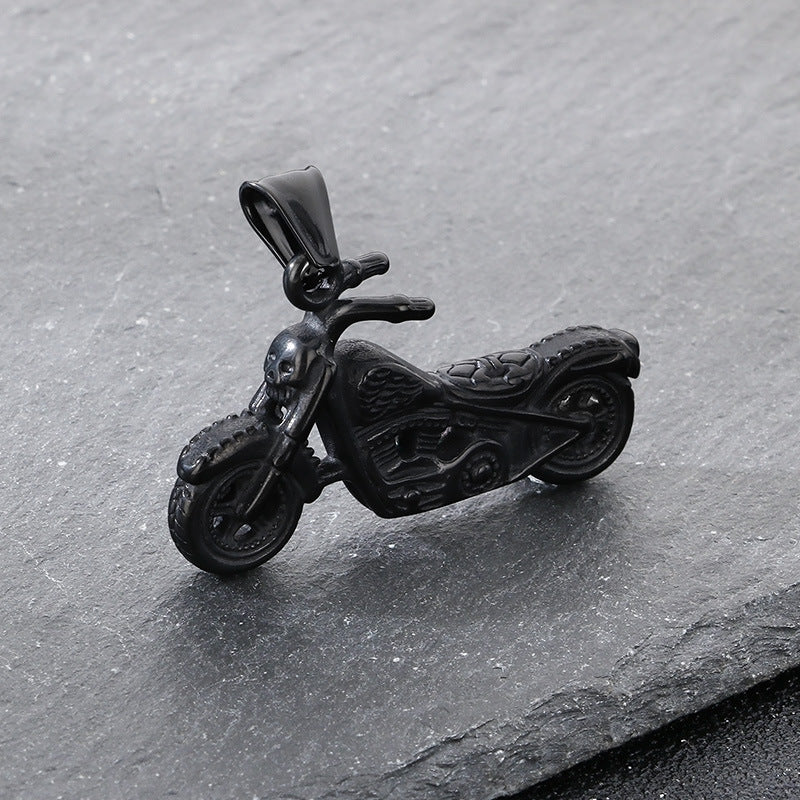 Planderful Skull Motorcycle Pendant For Men Titanium