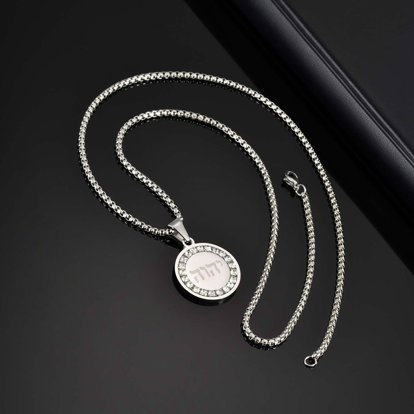 Planderful Stainless Steel Hebrew Pendant Necklace For Men