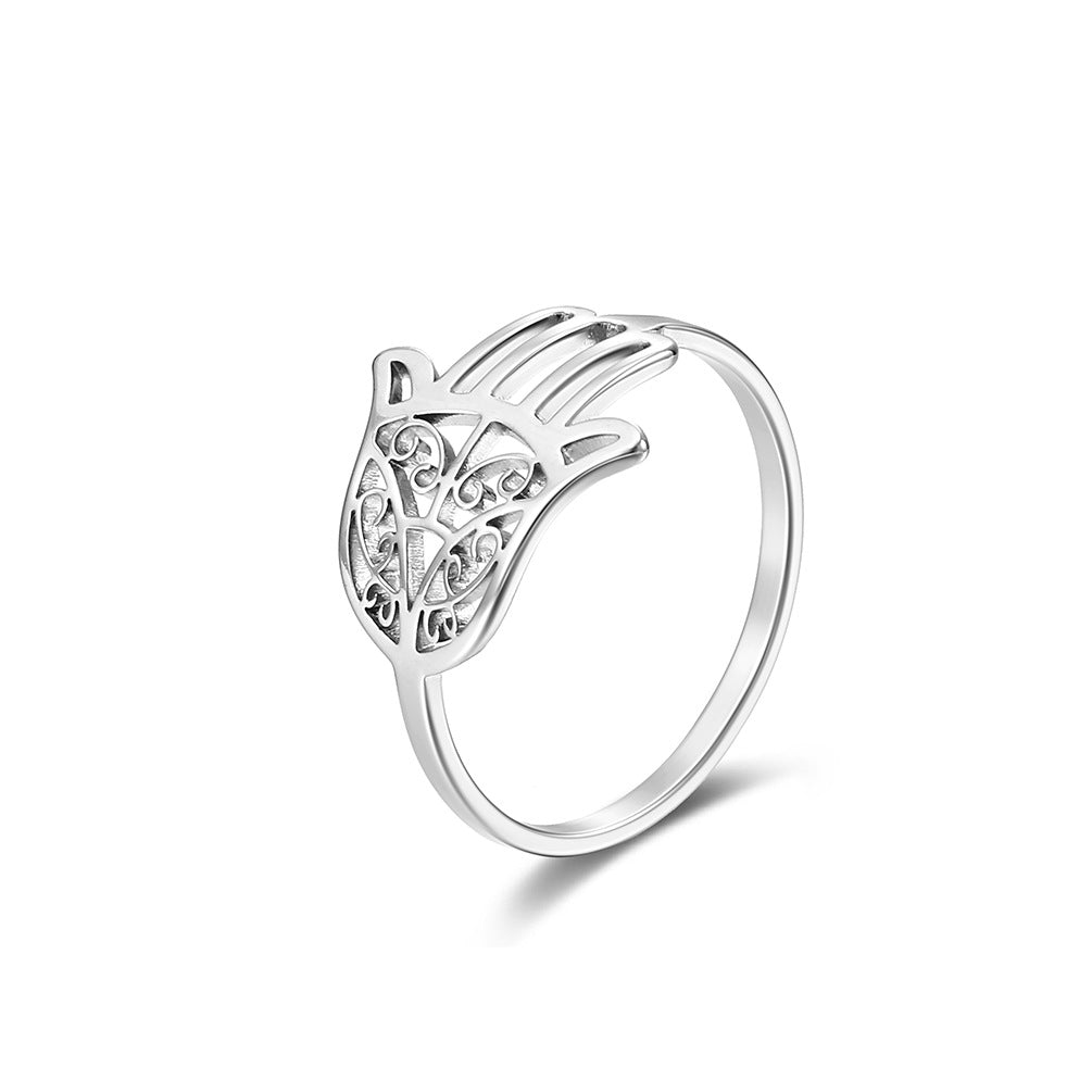 Amazon Source Fatima's Hand Titanium Steel Ring Jewelry