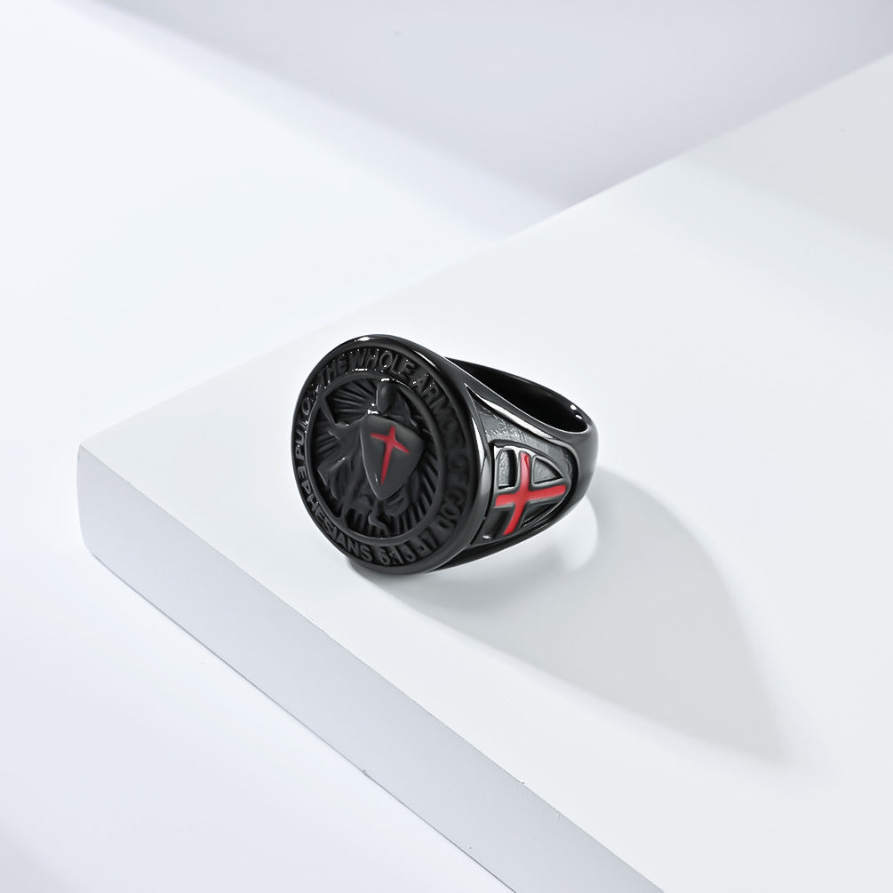 Timeless European American Templar Shield Titanium Steel Ring
