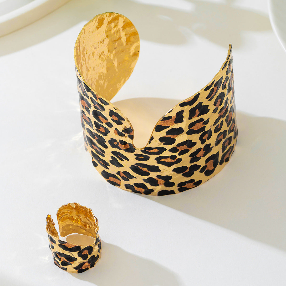 Planderful Vienna Verve Leopard Print Bracelet Ring Set