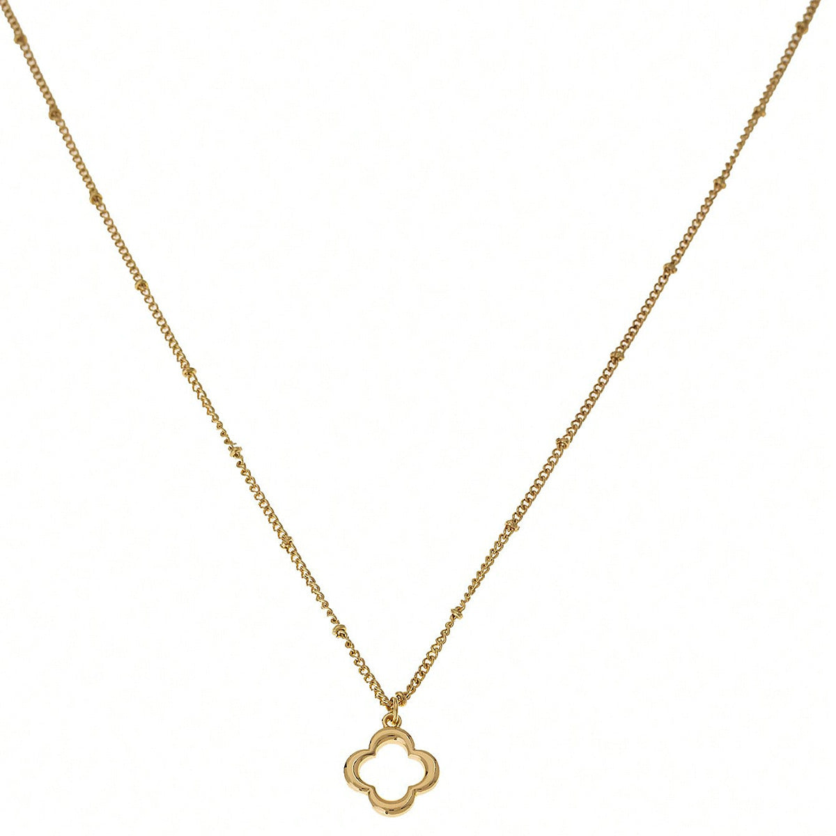 Planderful Vienna Verve Necklace – Cute Minimalist Metal Four-Leaf Clover