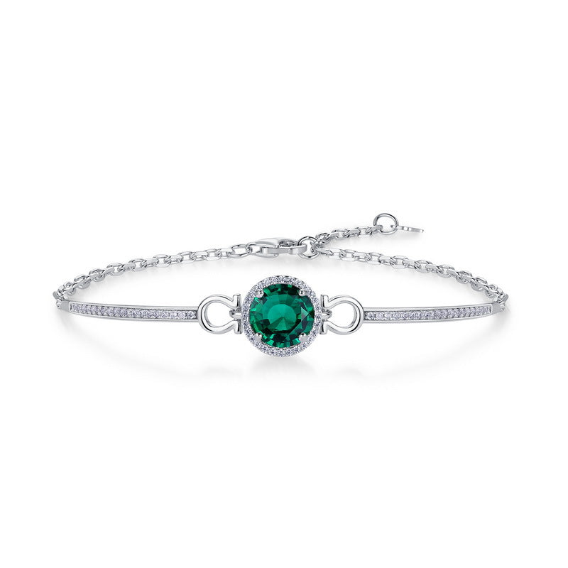 S925 Sterling Silver Gold-Plated Lab-Grown Emerald Signature Bracelet