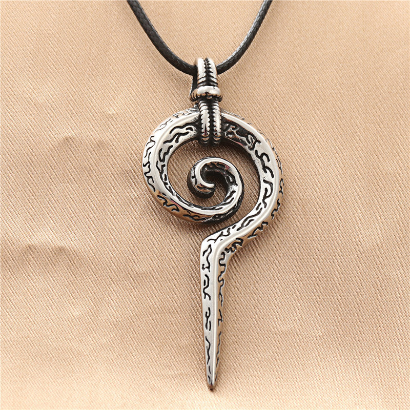 Titanium Steel Snake Scepter Pendant - Trendy Punk Necklace for Men - Retro Stainless Steel Totem Design