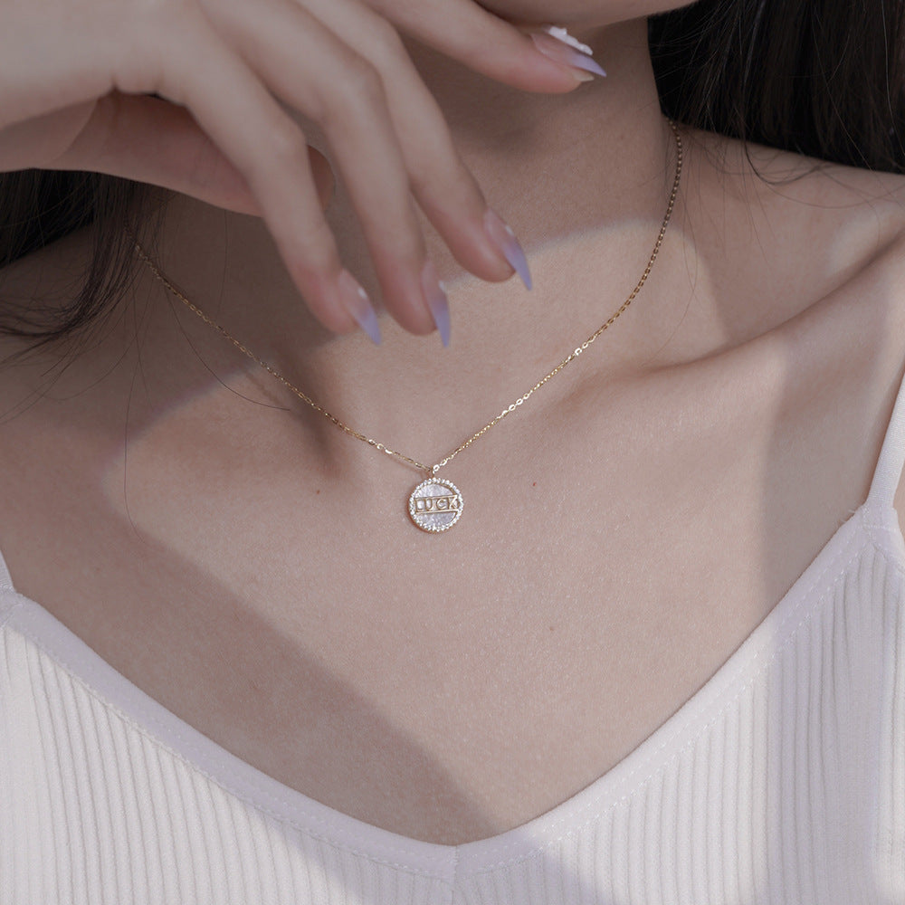 S925 Sterling Silver Necklace Women's Lucky Pendant Chain