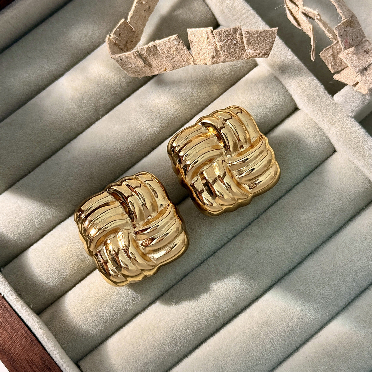Planderful Stainless Steel Knot Stud Earrings Geometric Texture For Women Statement Vienna Verve
