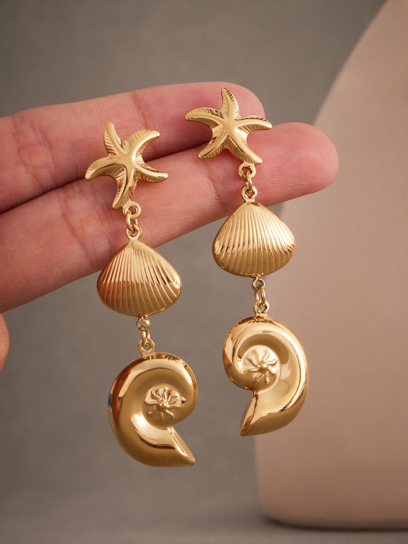 Planderful Ocean Style Sea Star Earrings Gold Plated For Her