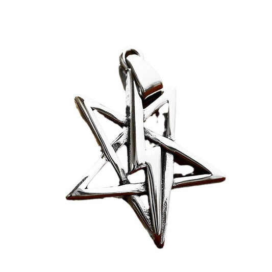 Retro Titanium Steel Pentagram Lightning Pendant for Men - Cross-Border Stainless Steel Jewelry