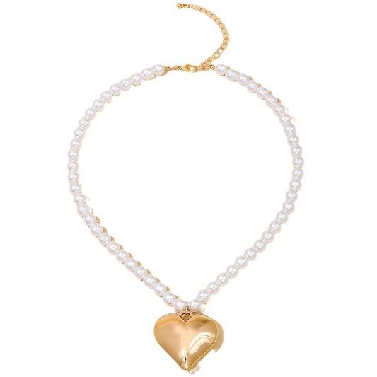 European and American Fusion Hip-Hop Necklace with Pearl Embellishments