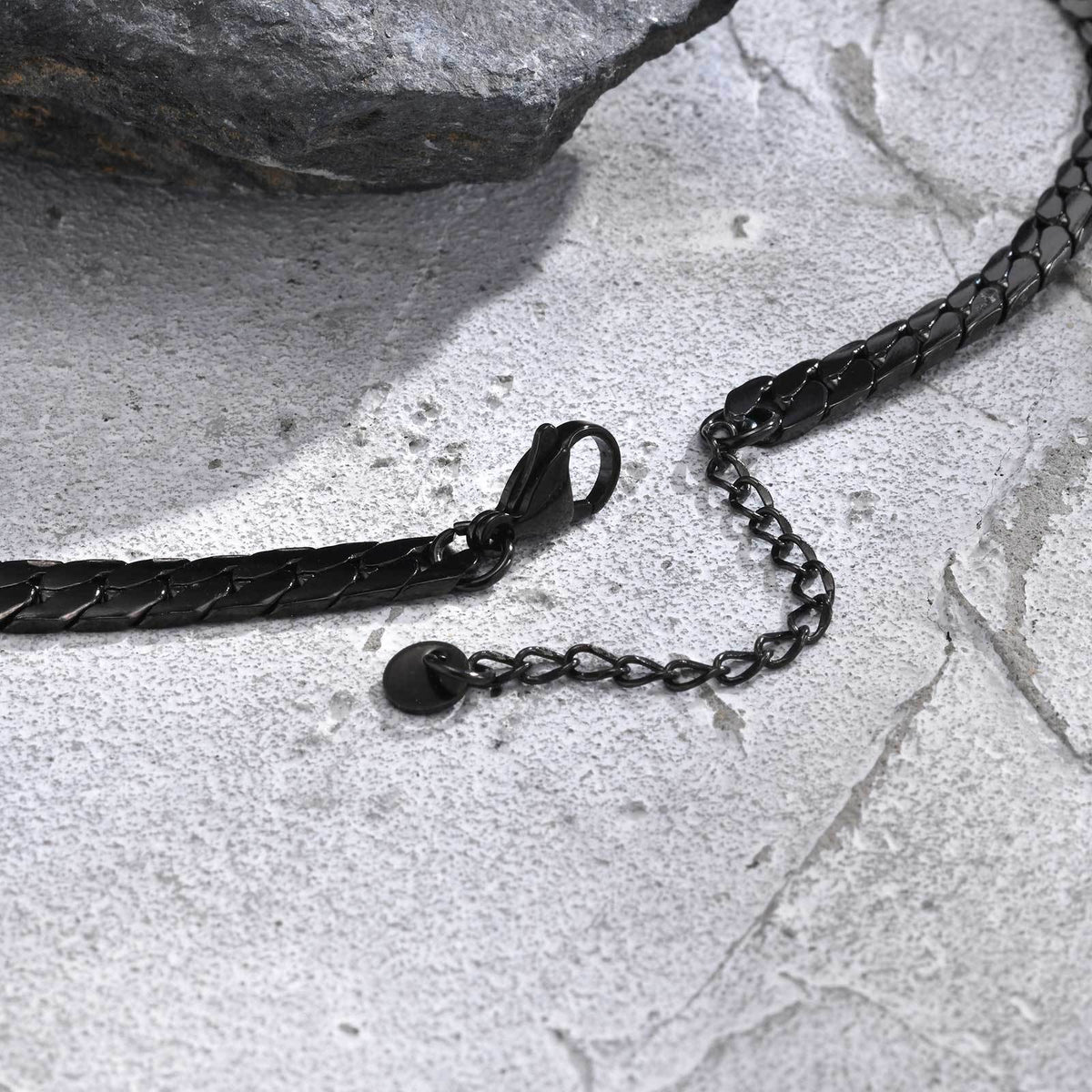 Stainless Steel Flat Four-Sided Encrypted Nk Chain Necklace Black Boys