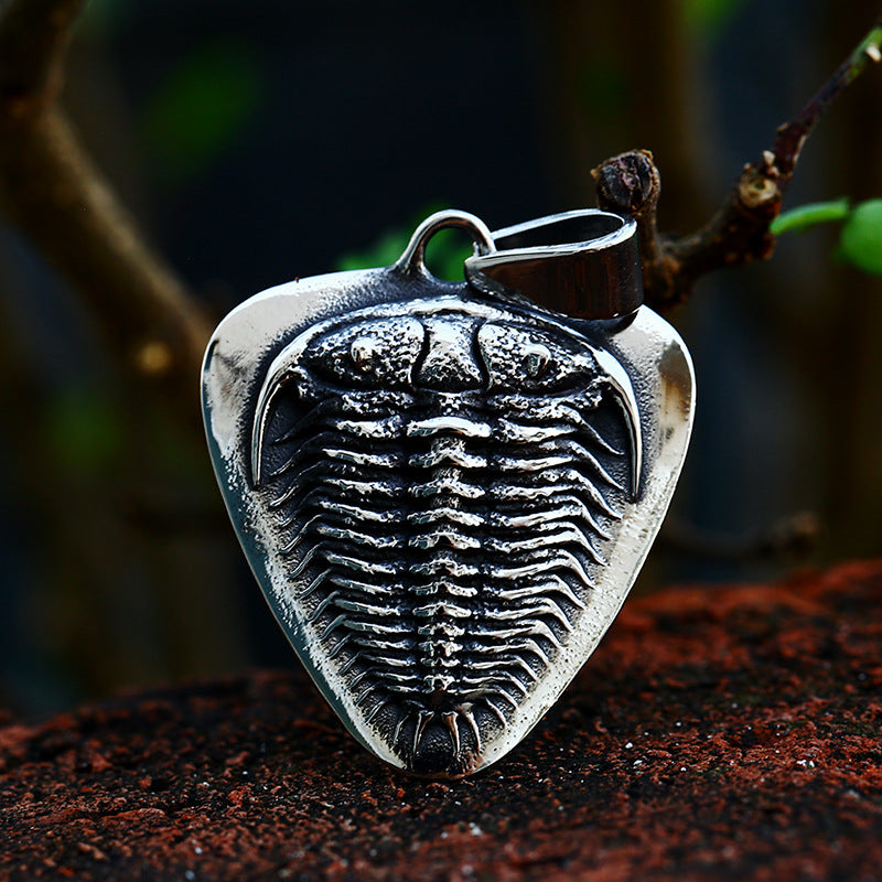 Custom Retro Trilobite Titanium Steel Pendant for Men - Unique Lettered Accessory
