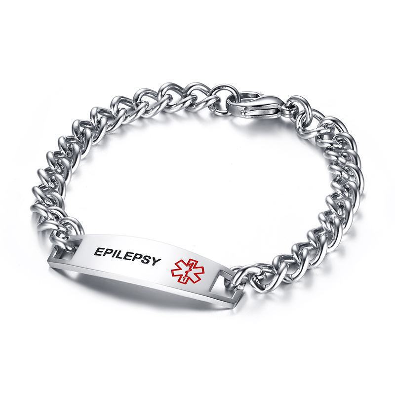 Cross-Border Jewelry Bracelet 12MM Stainless Steel Curved Medical Logo Bracelet Men's Titanium Steel Bracelet for Men