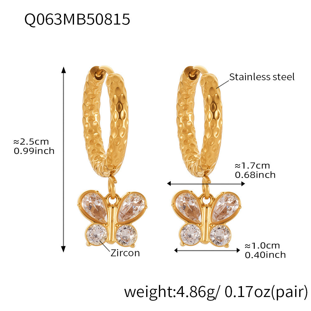 Planderful Zircon Earrings Butterfly Pendant For Fairy Fans