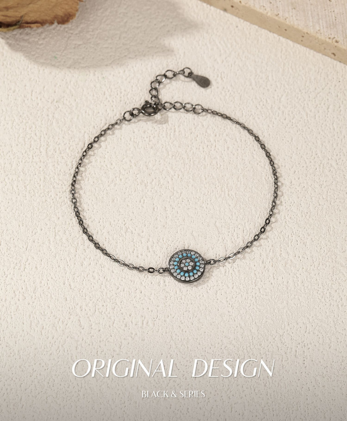 925 Sterling Silver Black Turquoise Two-Tone Bracelet