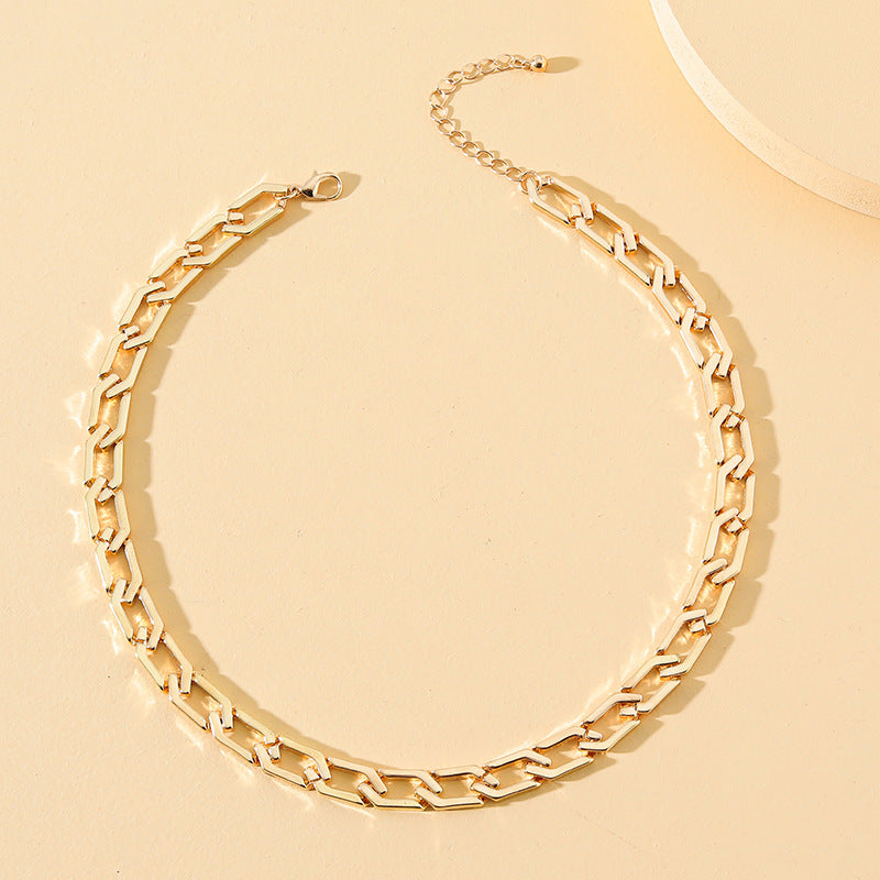 Chunky Cuban Link Necklace - Vintage Punk Sweater Chain - Minimalist Single Strand Choker