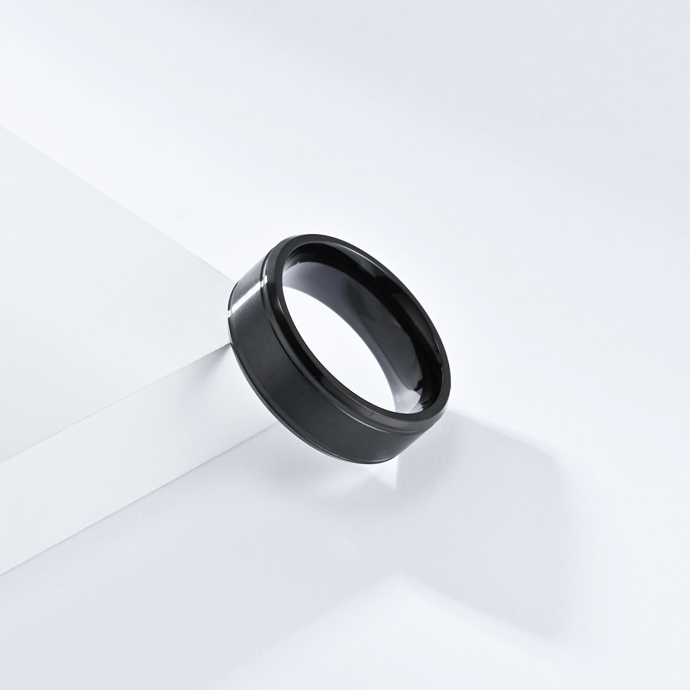 Cold Wind Matte Brushed Titanium Steel Ring for Men Women