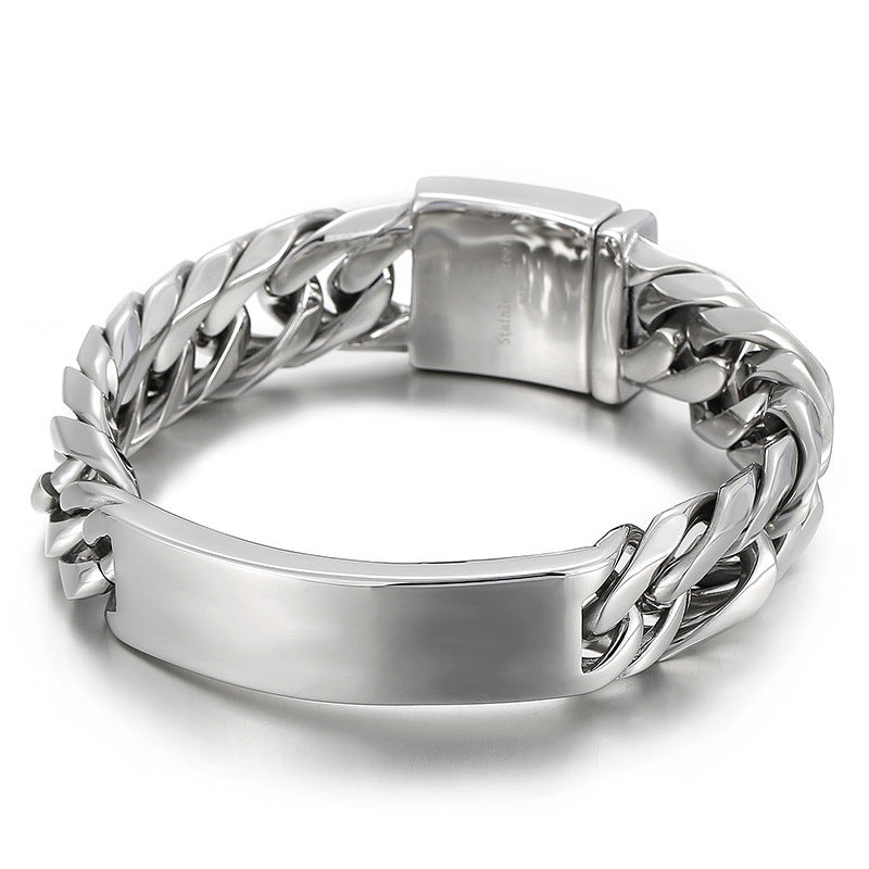 Stylish Curved Titanium Steel Chain Bracelet for Men - Hip Hop-Inspired Jewelry