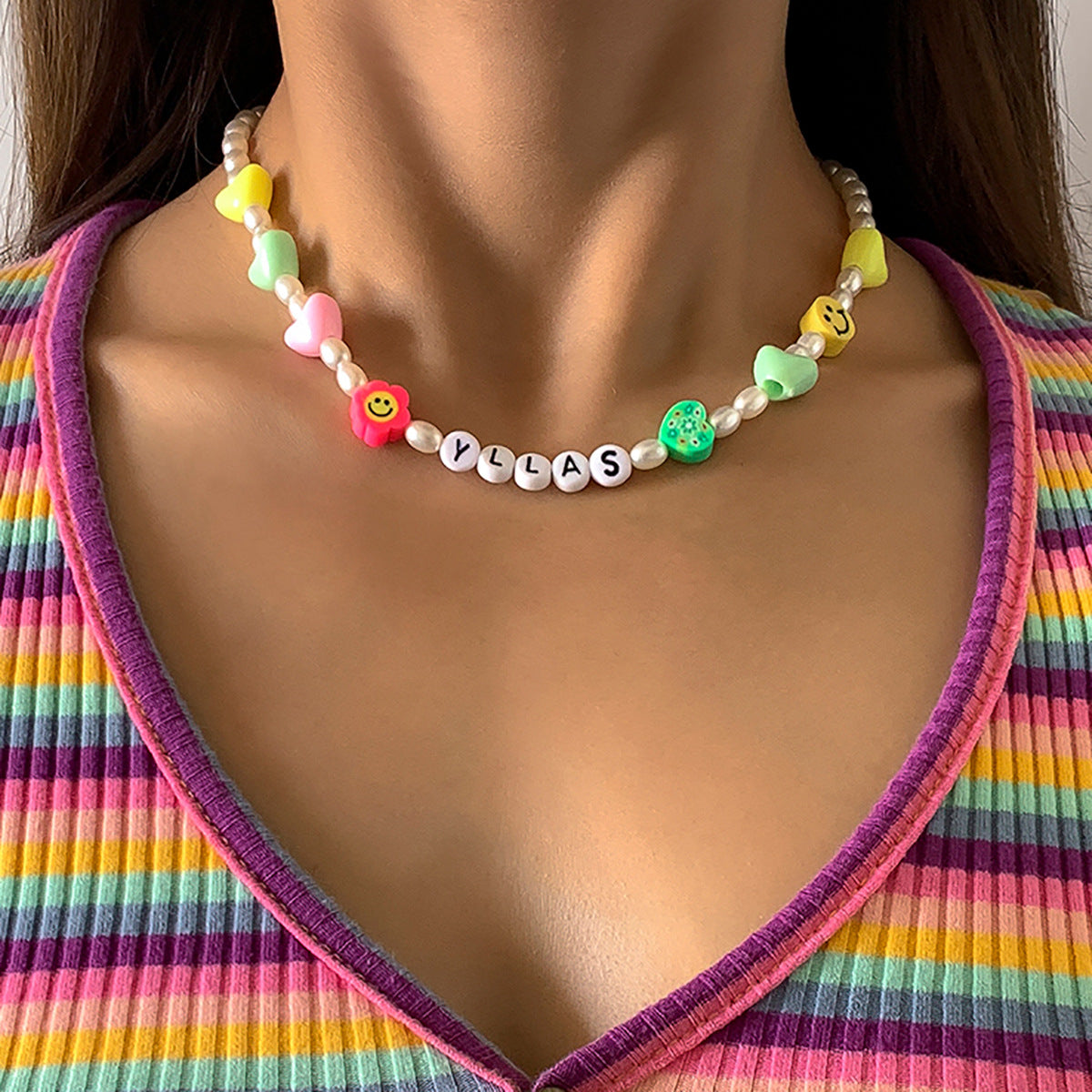 Imitation Pearl Letter Necklace Beaded Pendant By Planderful For Women Elegant Statement Vienna Verve Gift