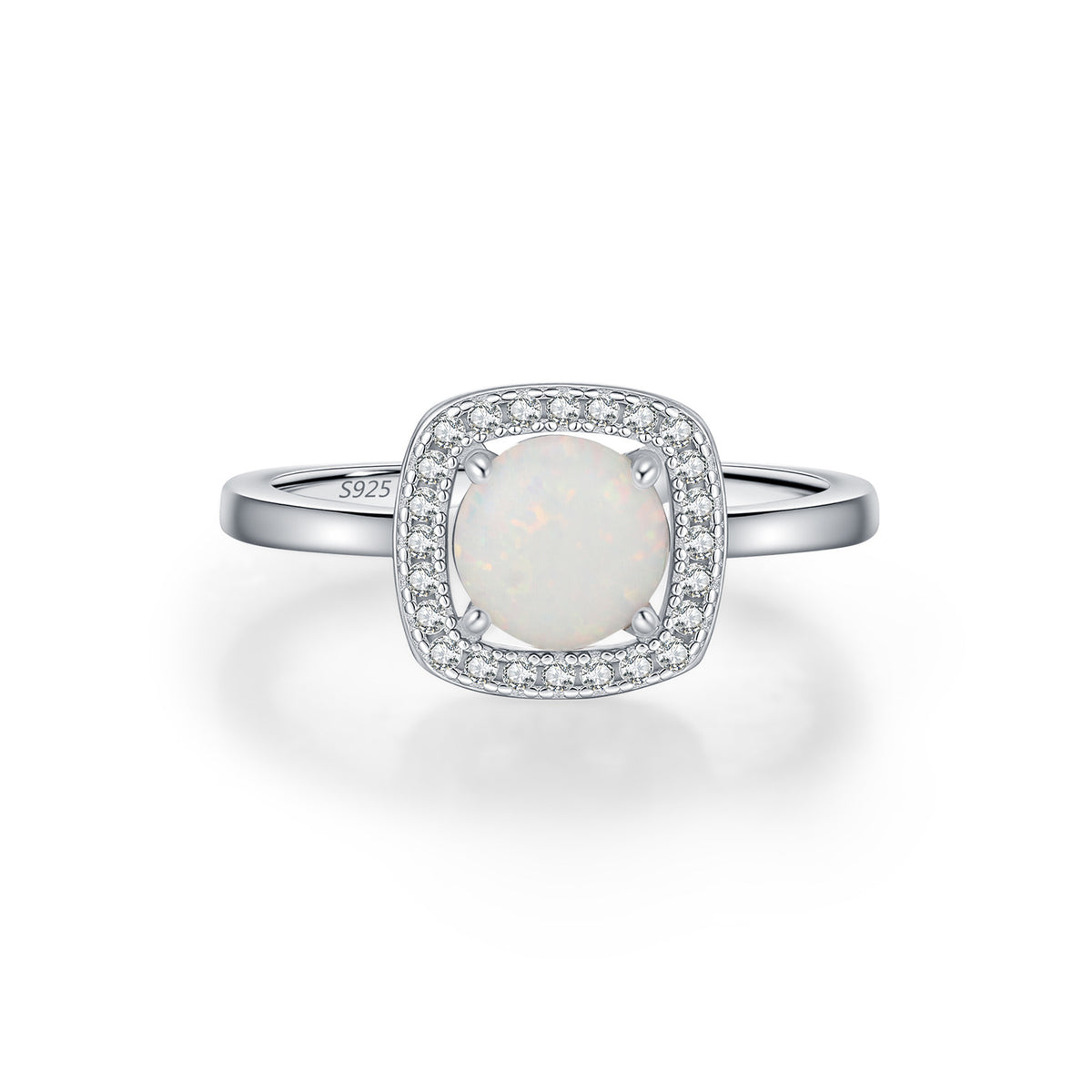 925 Sterling Silver Synthetic Opal Ring