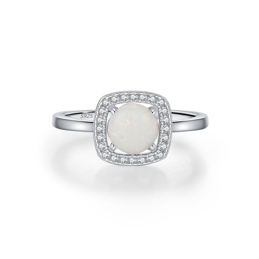 925 Sterling Silver Synthetic Opal Ring