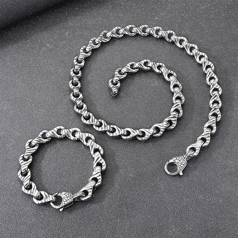 Stainless Steel Interlocking Handcuff Bracelet Punk Style