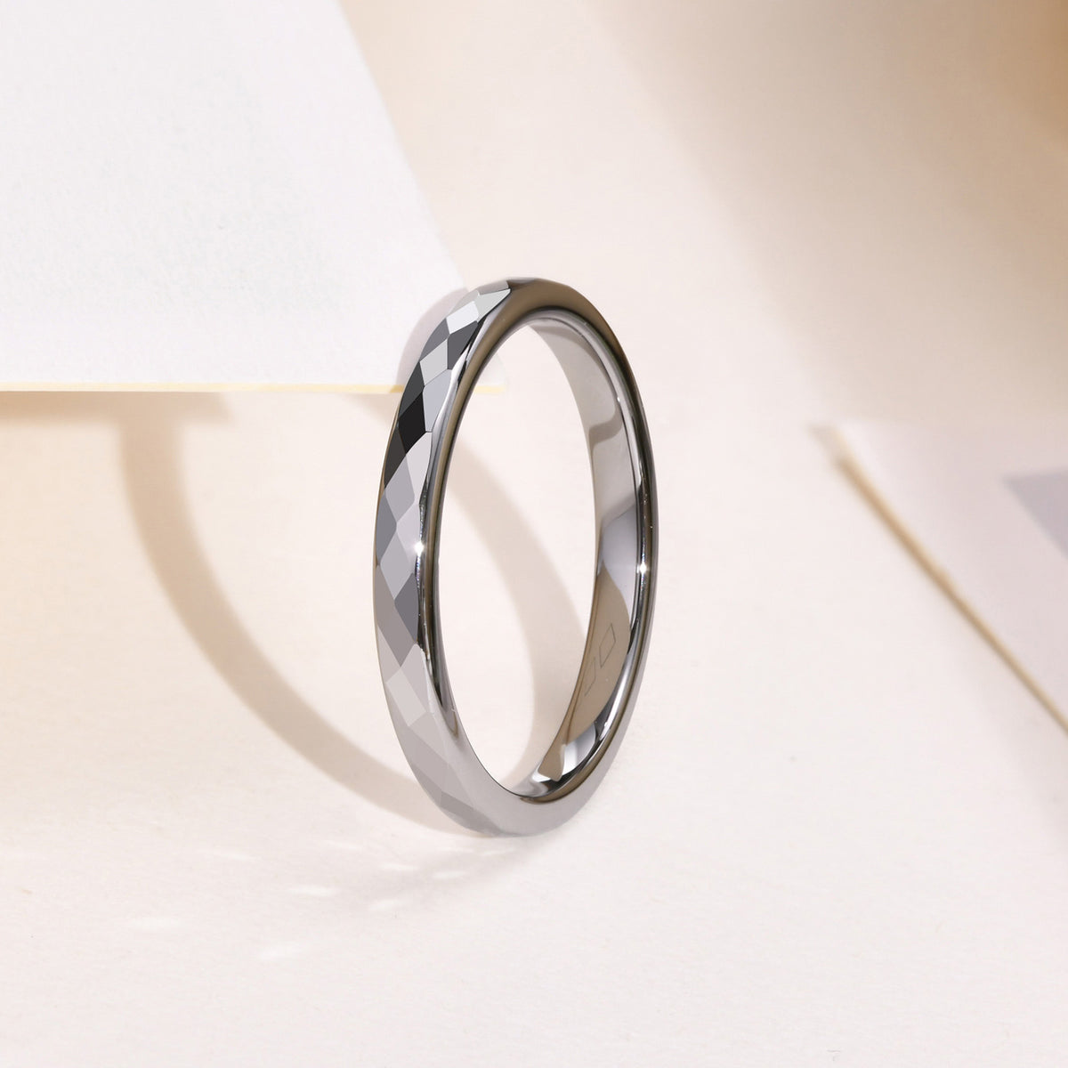 Arrivals Tungsten Steel Ring Batch Flower Cut Polygon Couple Tungsten Steel Ring – Ring –