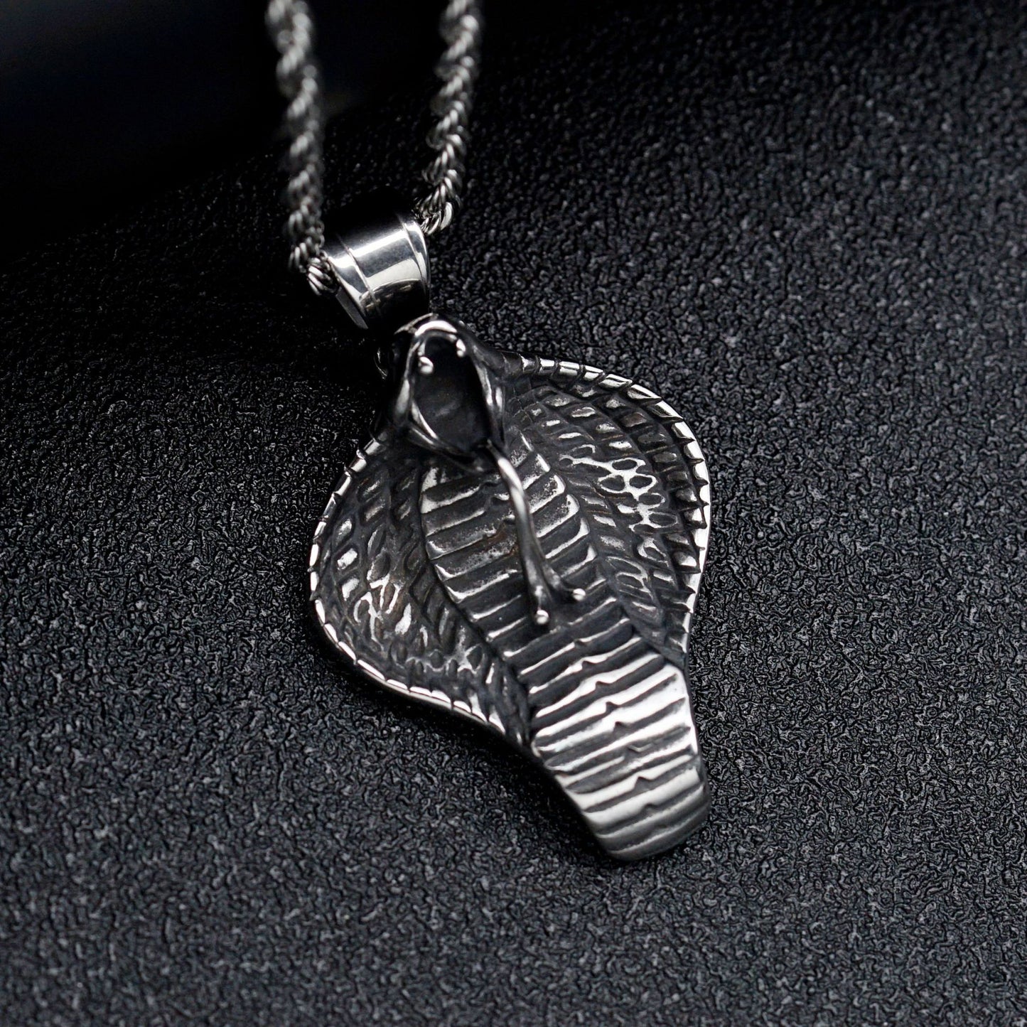 Steel Necklace - Vintage Snake Pendant