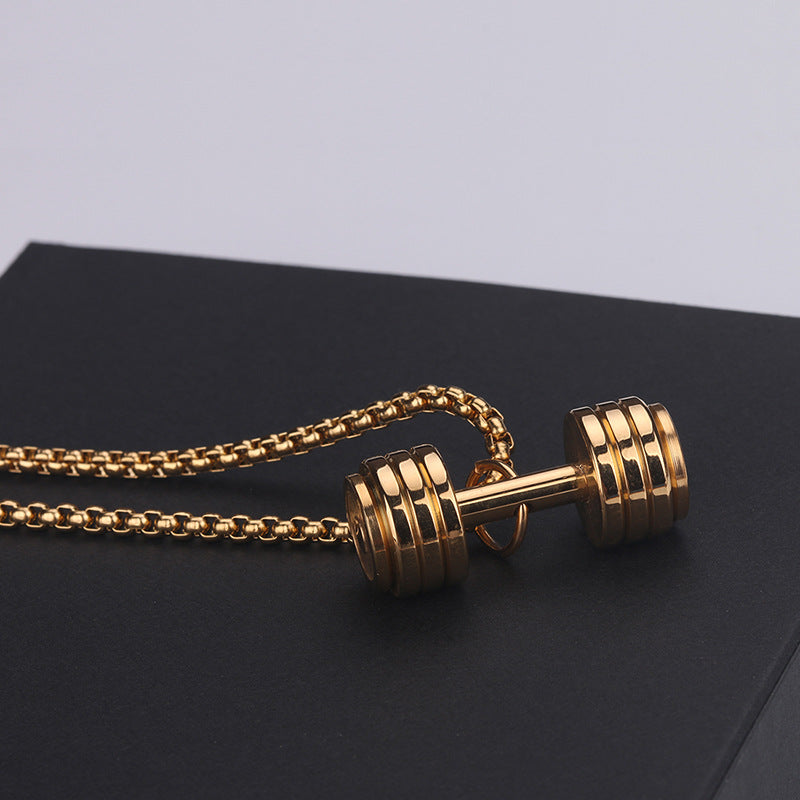Planderful Barbell Necklace For Men Stainless Steel Gym Inspired Pendant Gift For Him