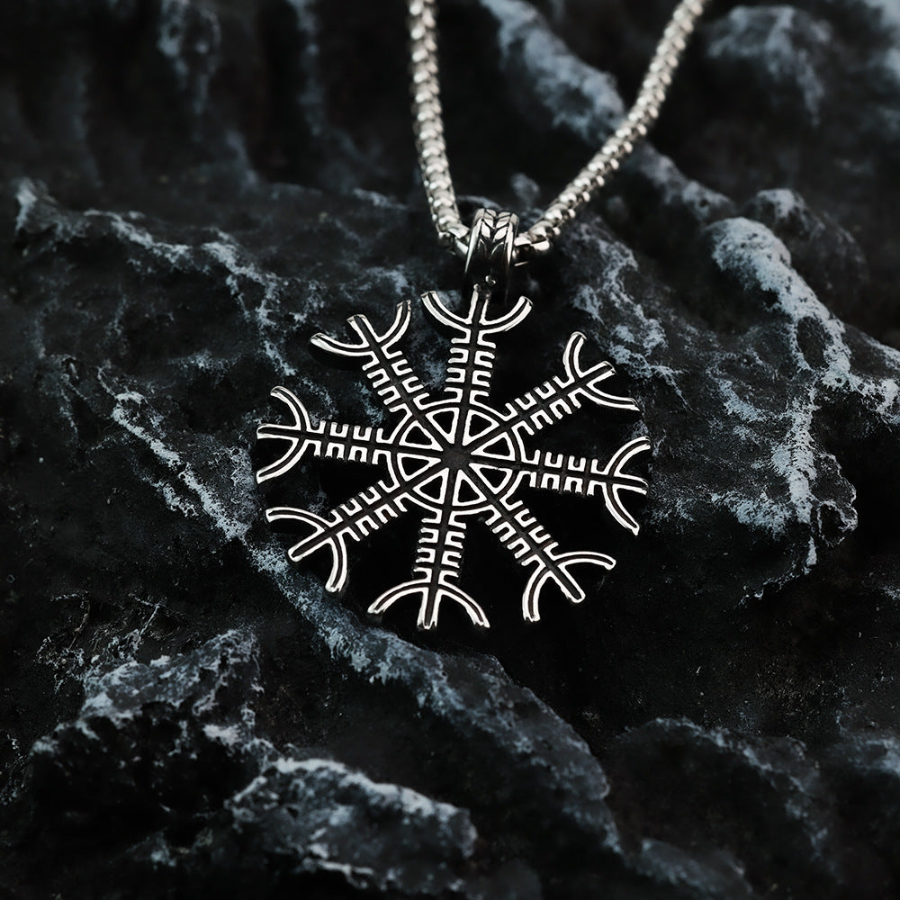 Nordic Vintage Men's Pendant Stainless Steel Viking Compass Necklace