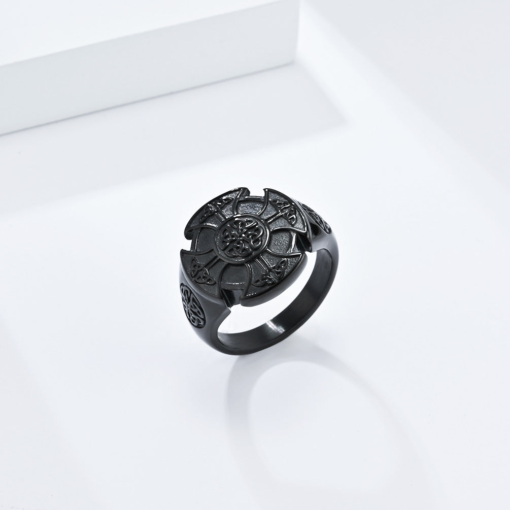 Nordic Viking Eternal Triangular Knot Titanium Steel Ring