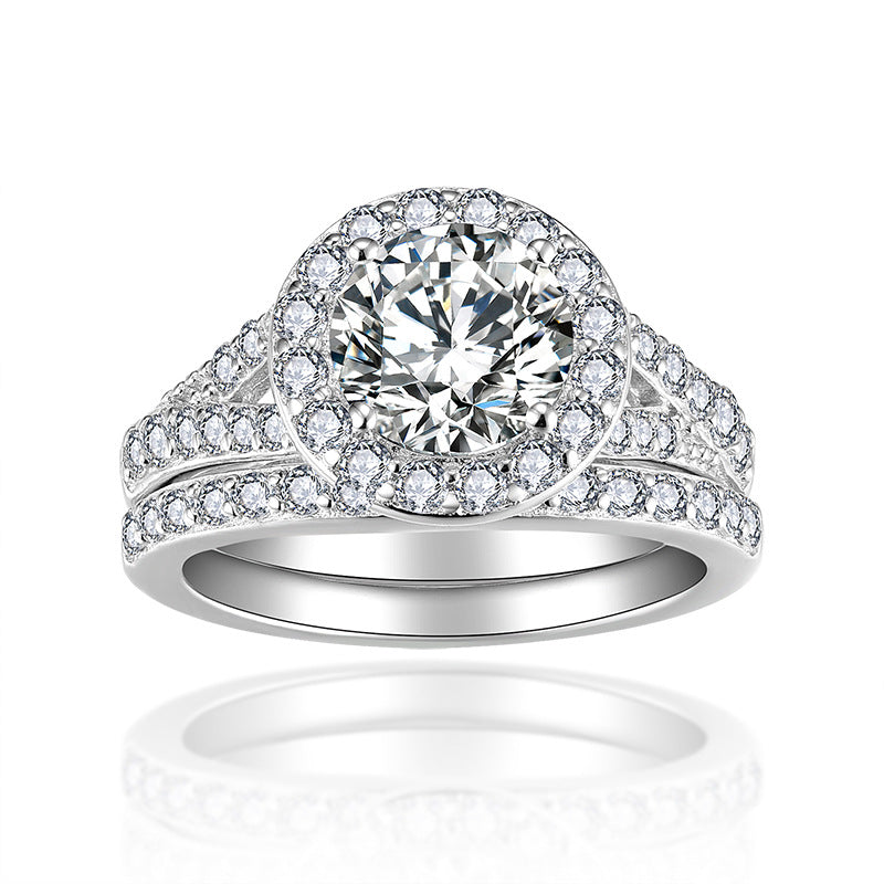 Classic Twisted Wall Round Bag Moissanite Stacked Ring