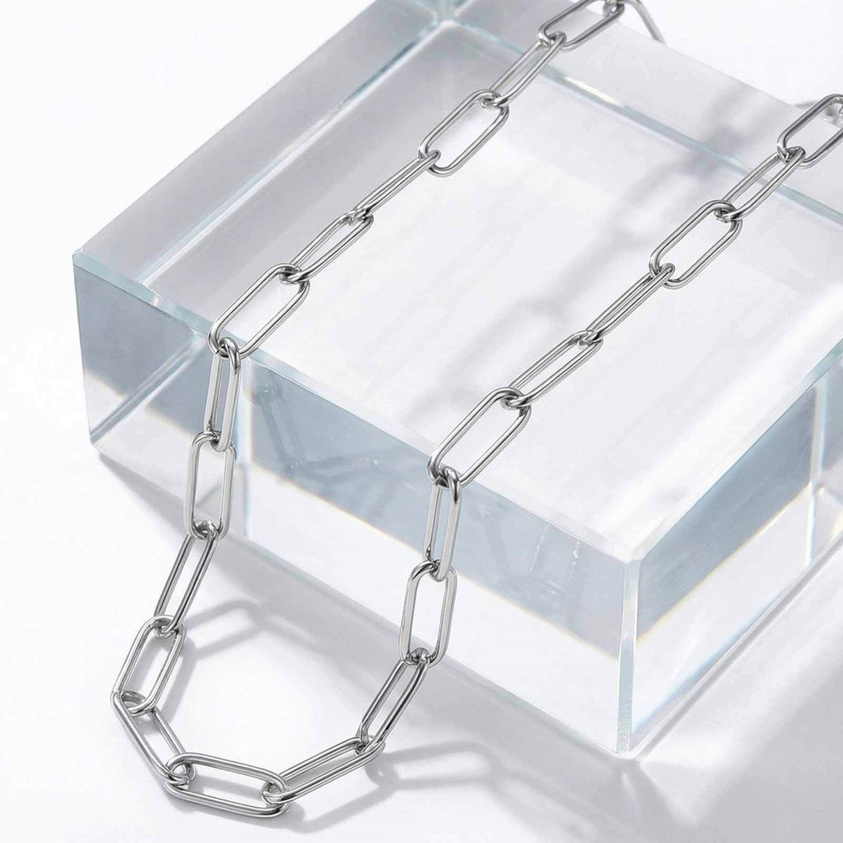 Stainless Steel Flat Rectangular Chain Women's Chain Necklace