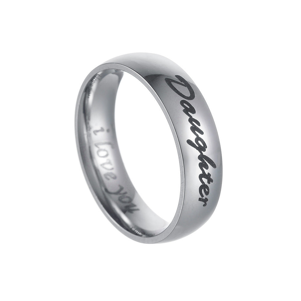 Family Love Steel Ring for Men - Dad Mom I Love You - Size 6-13 - Planderful Collection