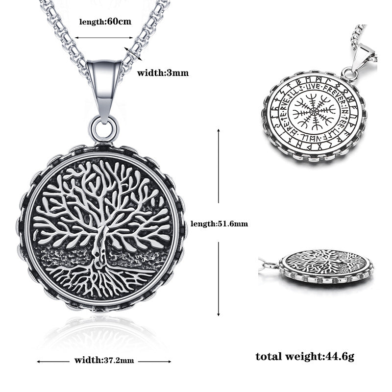 Steel Necklace - Elegant Viking Tree Of Life Pendant For Everyday Wear, Durable Modern Jewelry Gift