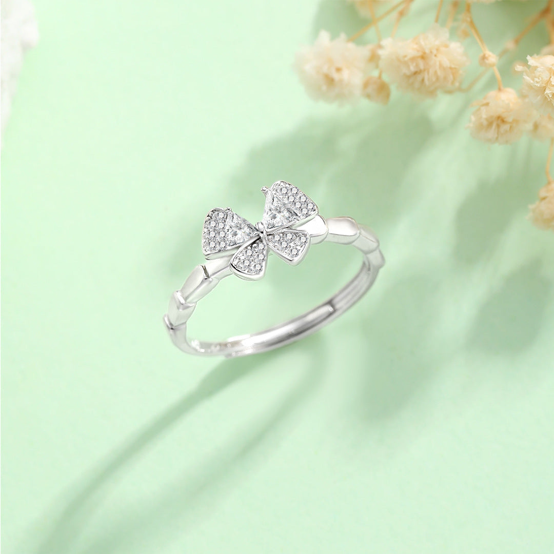 Planderful S925 Sterling Silver Butterfly Ring For Women Adjustable Size Chic Fashion Accessory