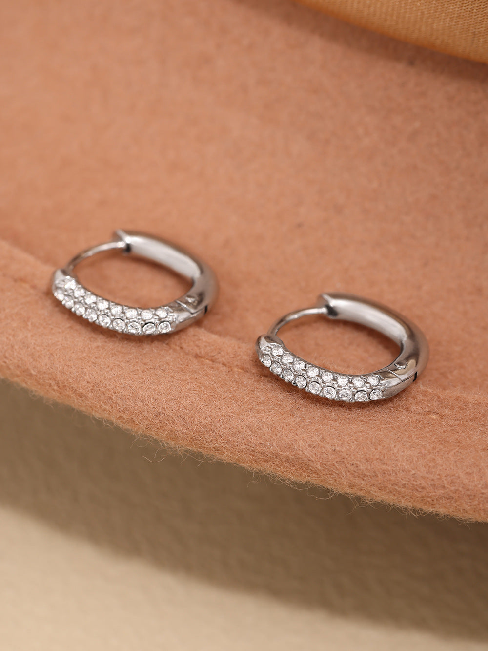 Planderful Stainless Steel Zircon Earrings 14mm For Women