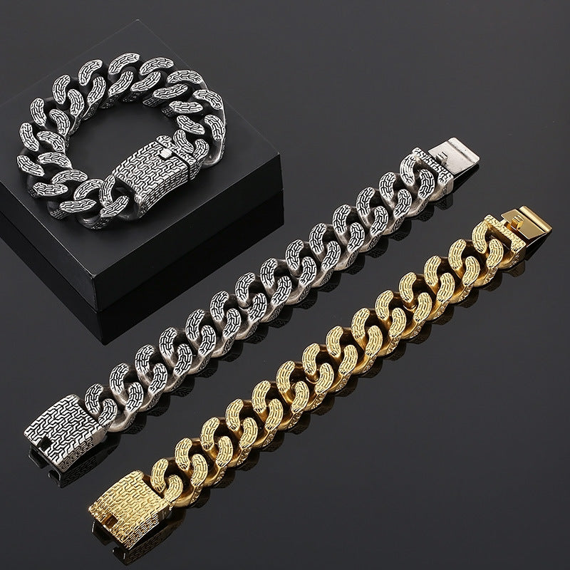 Punk Trident Symbol Stainless Steel Bracelet for the Bold Modern Man