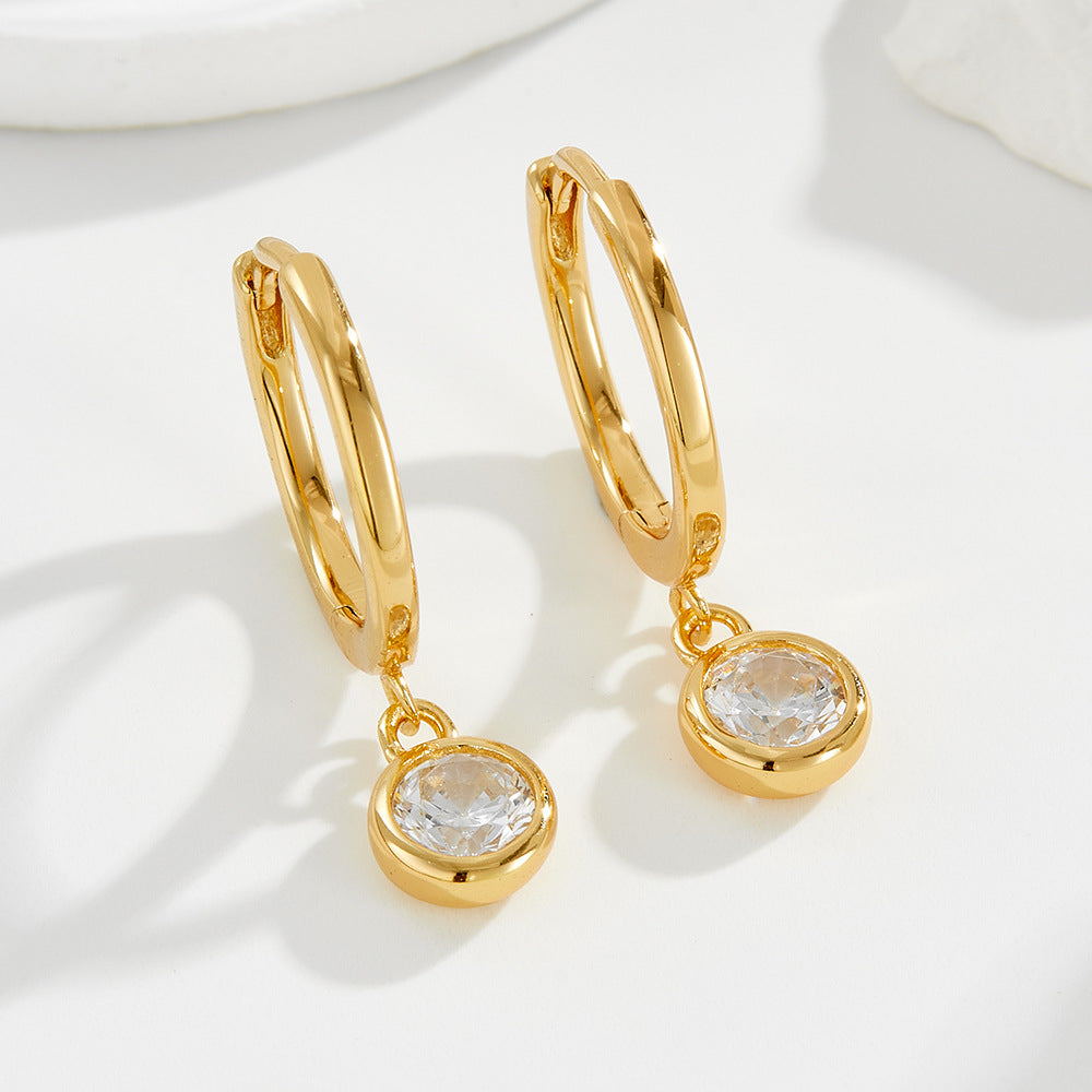 925 Sterling Silver Wind Design Hanging Earrings Wind Inlaid Single Zircon